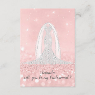 Invitation Vous serez demoiselle d'honneur Robe gris pailleté