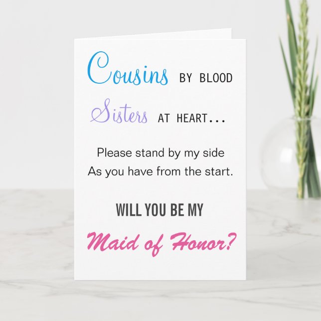 Invitation Vous serez ma domestique d'honneur - cousine (Devant)