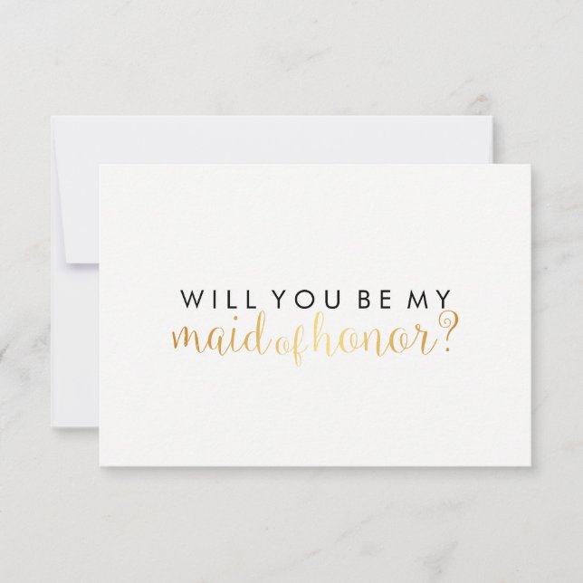 Invitation Vous serez ma servante d'honneur - Gold Script Fab (Devant)
