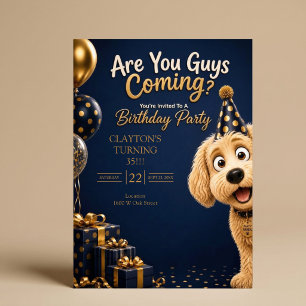 Invitation Vous Venez les Gars? Anniversaire Bleu Drôle de Ch