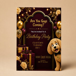Invitation Vous Venez les Gars? Anniversaire de Chien Drôle