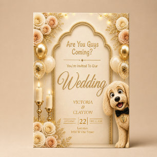 Invitation Vous Venez Les Gars? Drôle De Chien Crème Mariage