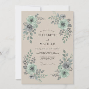 Invitation Voûte botanique de mariage vert menthe