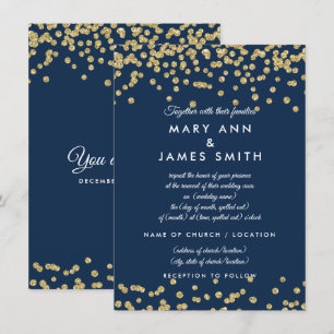 Invitation Vow Renewal Gold Faux Parties scintillant Confetti