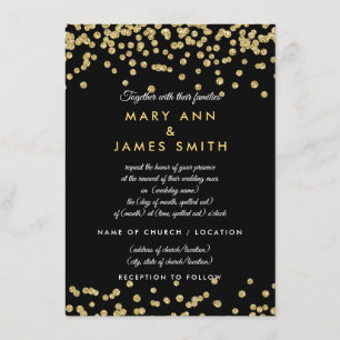 Invitation Vow Renewal Gold Faux Parties scintillant Confetti