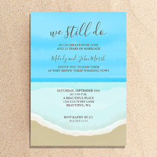Invitation Vow Renewal Mariage Watercolor Beach