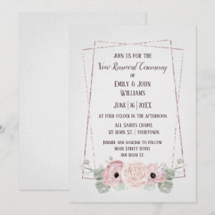 Invitation Vow Renewal Pink Anemone et Parties scintillant Fr
