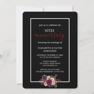 Invitation Vow renouveau fleurs 50e anniversaire mariage