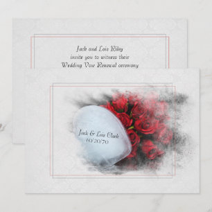 Invitation Vow Renouveau-mariages roses et coeur de glace