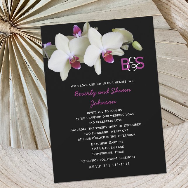 Invitation Vow Renouvellement Orchidées Florales Jaunes et Mo (Créateur téléchargé)
