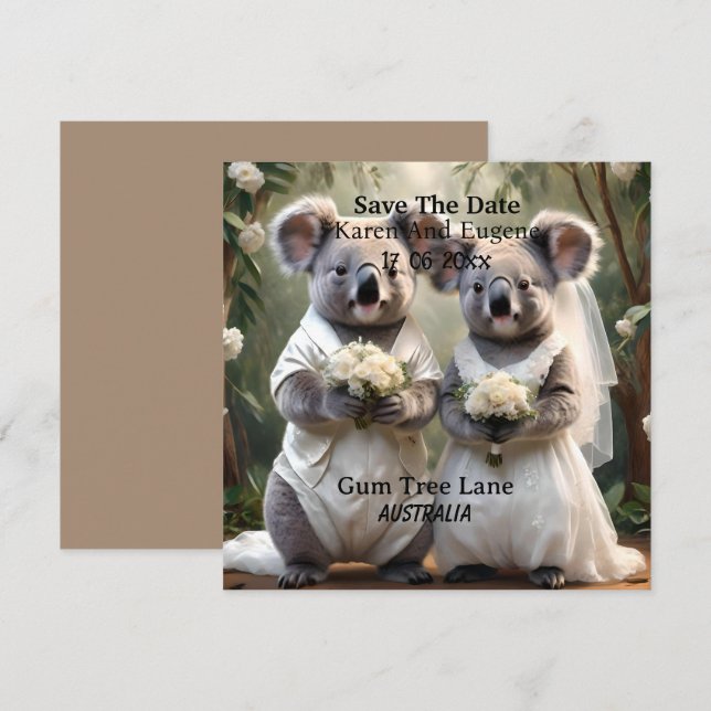 Invitation "Vows À feuillage persistant : Un Mariage Koala en (Devant / Derrière)