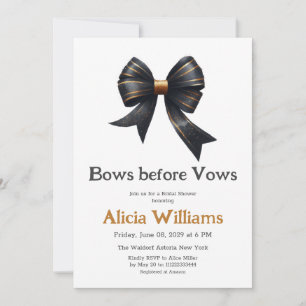 Invitation Vows avant Vows Gold Black Bow Fête des mariées