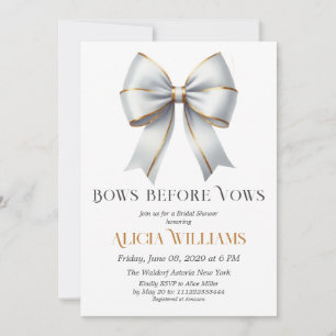 Invitation Vows avant Vows Gold White Bow Fête des mariées