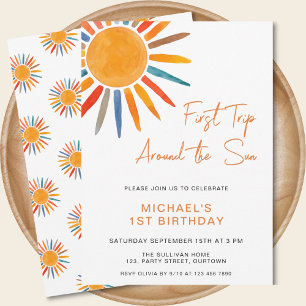 Invitation Voyage Autour Du Soleil 1Er Anniversaire