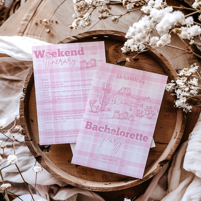Invitation Voyage de Bachelorette Occidentale Rose (Créateur téléchargé)