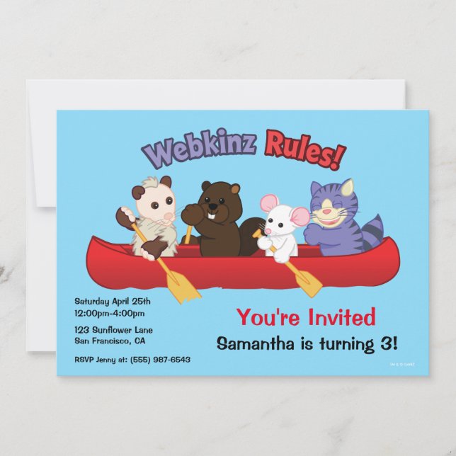Invitation Voyage de canoë de règles de Webkinz | Webkinz (Devant)