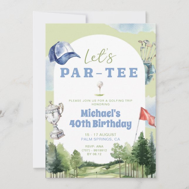 Invitation Voyage de golf Anniversaire du week-end (Devant)