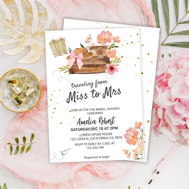 Invitation Voyage de miss à mme Adventure Bridal shower (Créateur téléchargé)