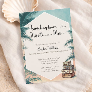 Invitation Voyage de Miss à Mrs shower tropical de mariage