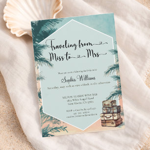 Invitation Voyage de Miss à Mrs shower tropical pour une futu