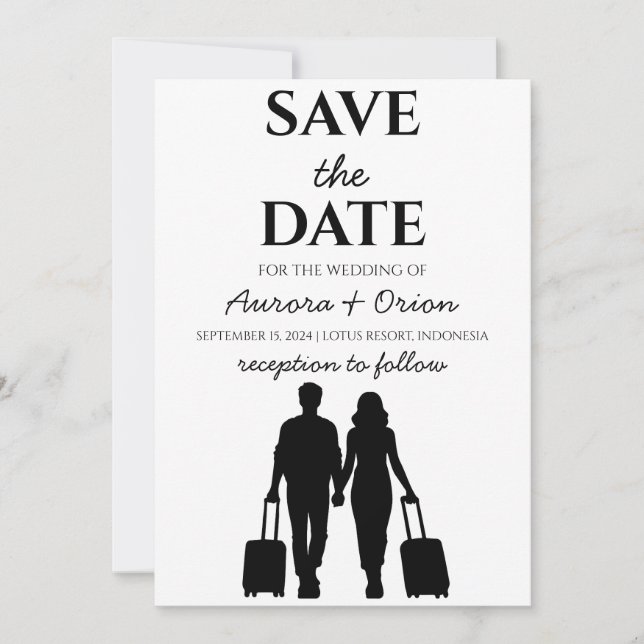 Invitation voyage destination mariage enregistrer la date (Devant)