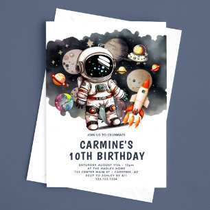 Invitation Voyage en fusée d'astronaute 10e anniversaire