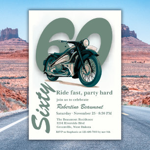 Invitation Voyage en moto classique, roulez vite 60e annivers