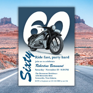 Invitation Voyage en moto classique, roulez vite 60e annivers