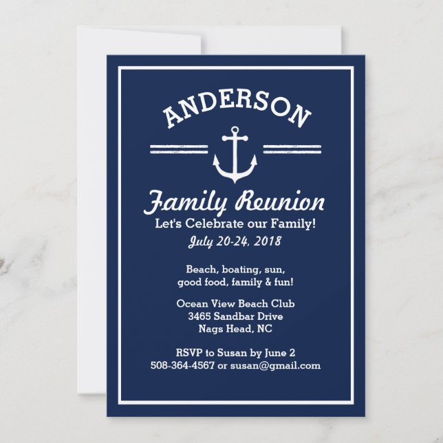 Invitation Voyage nautique de la Réunion de famille de (Devant)