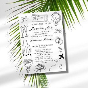 Invitation Voyage Rétro de Miss à Mrs Shower de Fiançailles