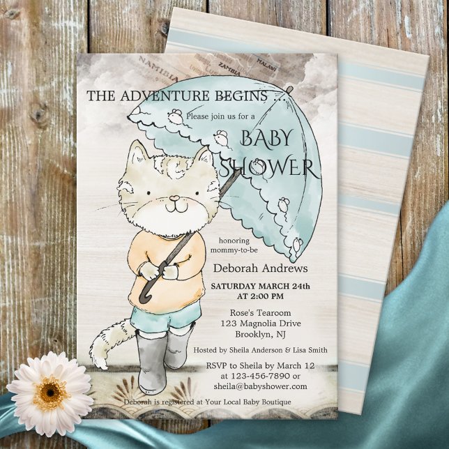 Invitation Voyage Thématique Cute Kitty Baby shower Invitatio (Créateur téléchargé)