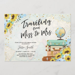 Invitation Voyager de Miss à Mme Sunflower Fête de l'mariée