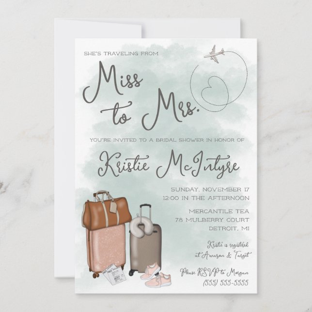 Invitation Voyager de Mlle à Mme. Bagages modernes (Devant)
