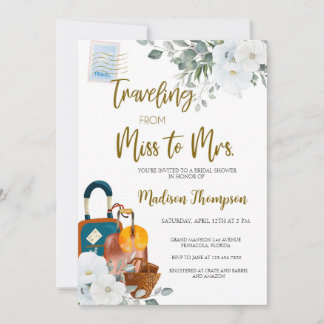 Invitation Voyager de Mlle à Mme Fête des mariées