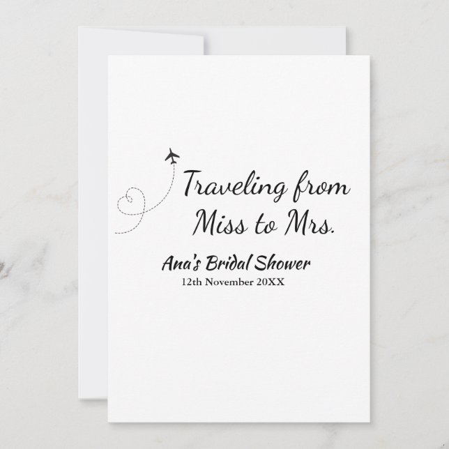 Invitation Voyager douche nuptiale ajouter nom date de manque (Devant)