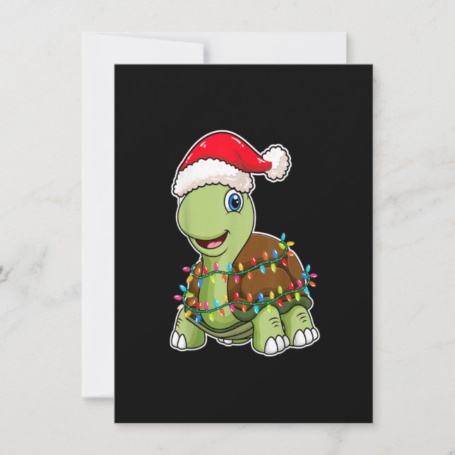 Invitation Voyants de Noël Tortue portant Casquette de Noël - (Devant)