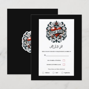 Invitation Vrai amour Coeur Tatouage Sticker Mariage RSVP