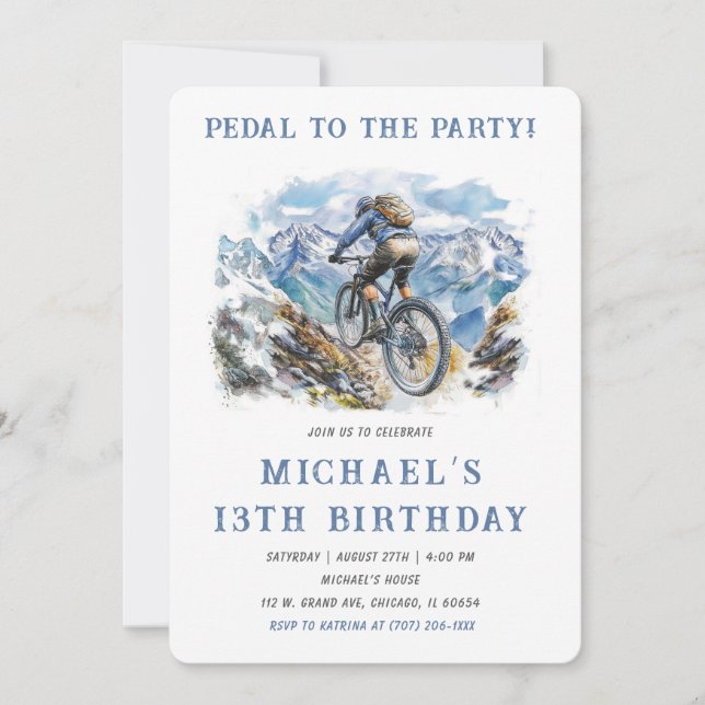 Invitation VTT Anniversaire Modèle de fête (Devant)