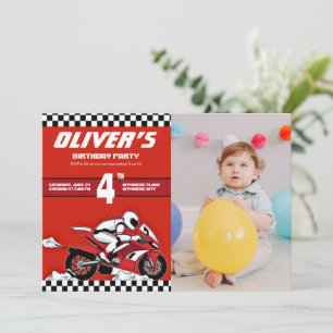 Invitation VTT motocross course garçon photo anniversaire