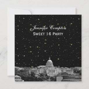 Invitation Vue de Washington DC sous les étoiles Etch DIY SQ 