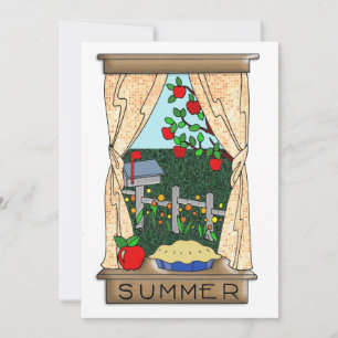 Invitation Vue depuis la fenêtre de la cuisine en été