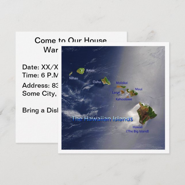 Invitation Vue sur les îles Hawaiiennes (Devant / Derrière)