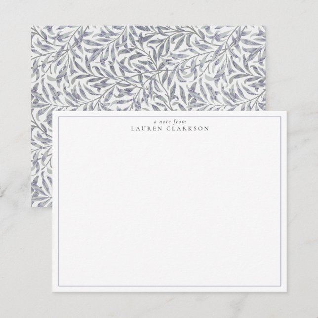 INVITATION W. MORRIS WILLOW BOUGH BLUE NOTE CARD (Devant / Derrière)