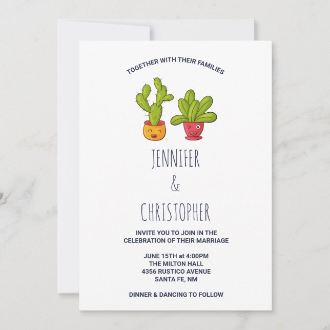 Invitation Wacky Cactus Couple Funny Mariage (Devant)