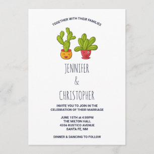Invitation Wacky Cactus Couple Funny Mariage