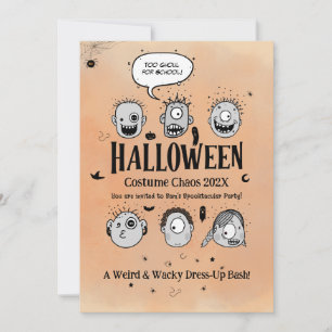 Invitation Wacky Halloween Monster Costume Chaos Party