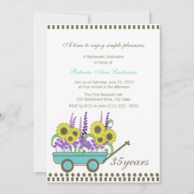 Invitation Wagon de retraite plein de fleurs (Devant)