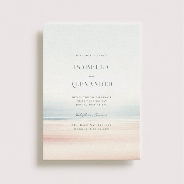 Invitation Wailea Aquarelle Minimaliste Elégant Mariage Plage (Créateur téléchargé)