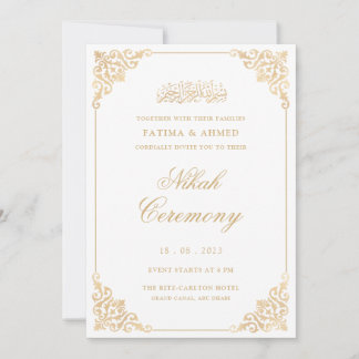 Invitation Walima White Gold Mariage musulman musulman