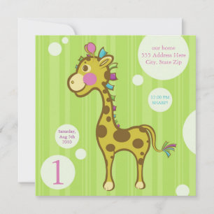 Invitation Wally la Giraffe Anniversaire de enfant Party Invi